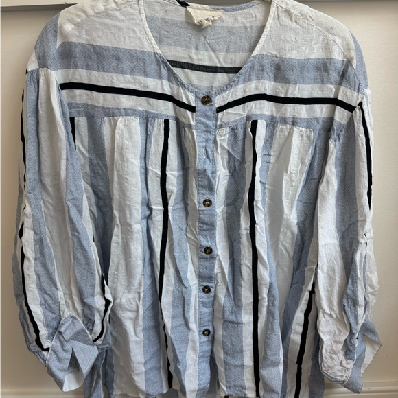 The Korner Striped Button Down Shirt - Blue and White - Picture 1 of 3